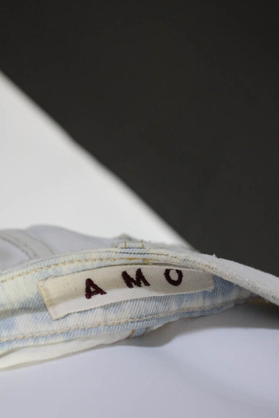 Amo Womens High Rise Mood Destroy Twist Boyfriend Jeans White Denim Size 29