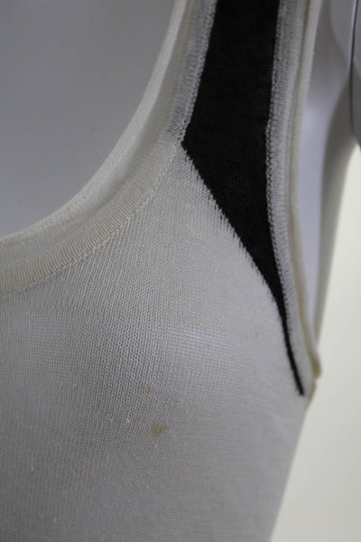 Line Womens Scoop Neck Open Knit Linen Tank Top White Black Size Small