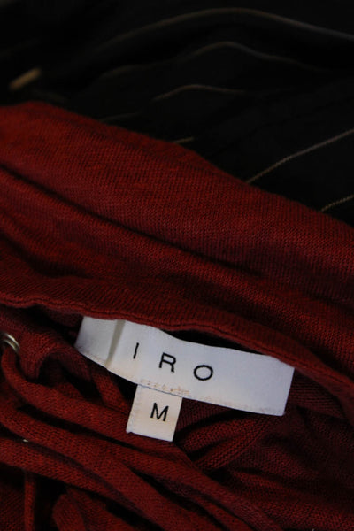 IRO Womens Sleeveless Lace Up V Neck Tissa Linen Top Red Size Medium