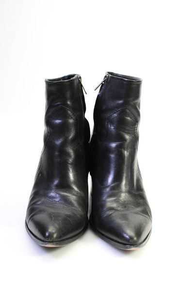 Frye Womens Side Zip Block Heel Pointed Toe Booties Black Leather Size 10M