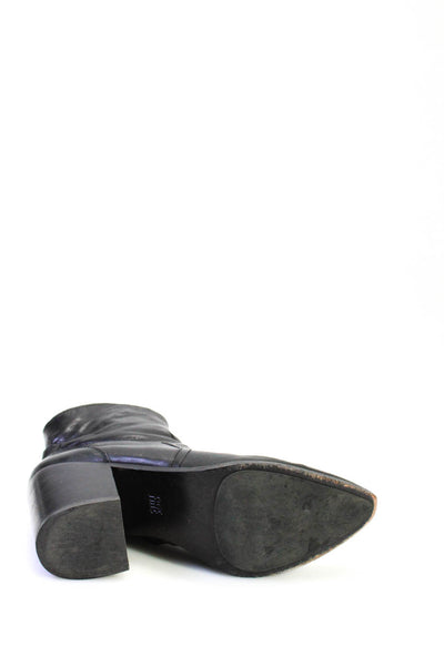 Frye Womens Side Zip Block Heel Pointed Toe Booties Black Leather Size 10M