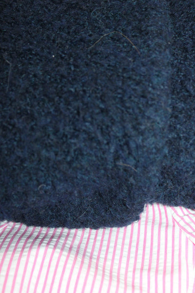 Tommy Hilfiger Womens Fuzzy Coat Striped Blazer Jacket Blue Pink Size XS 8 Lot 2