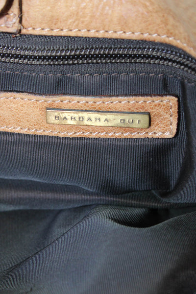 Barbara Bui Grained Leather Key Lock Double Handle Bucket Handbag Cognac Brown