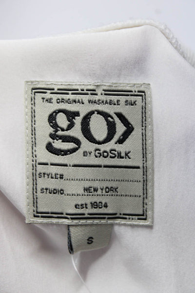 Go By GoSilk Womens Crew Neck Silk Boxy Tank Top White Size Small