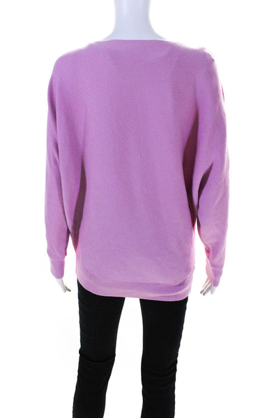 Lafayette 148 New York Womens Baot Neck Ribbed Knit Sweater Pink Cotton Small