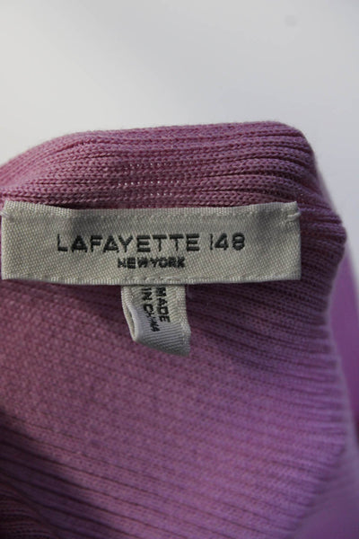 Lafayette 148 New York Womens Baot Neck Ribbed Knit Sweater Pink Cotton Small