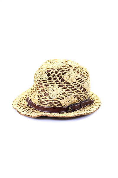 Peter Grimm Womens Raffia Overlay Woven Panama Hat Beige Brown One Size
