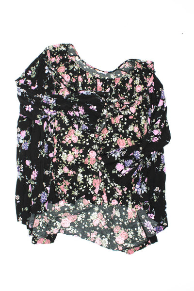 Free People We The Free Womens Floral Print Blouse Tops Black Size M L Lot 3