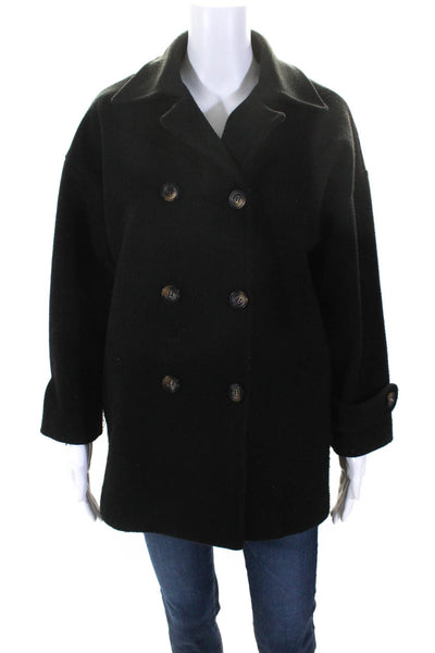 Joy Couture Studio Parisian Womens Double Breasted Pea Coat Black Size S