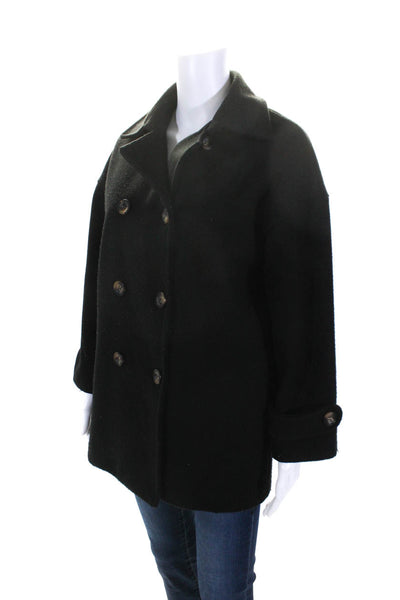 Joy Couture Studio Parisian Womens Double Breasted Pea Coat Black Size S