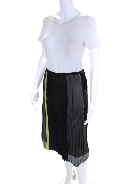 Babette Womens Colorblock Elastic Waist Pleated A Line Skirt Gray Black Size M