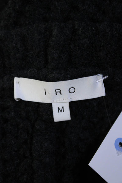 IRO Womens Wool Textured Open Front Long Sleeve Cardigan Sweater Black Size M