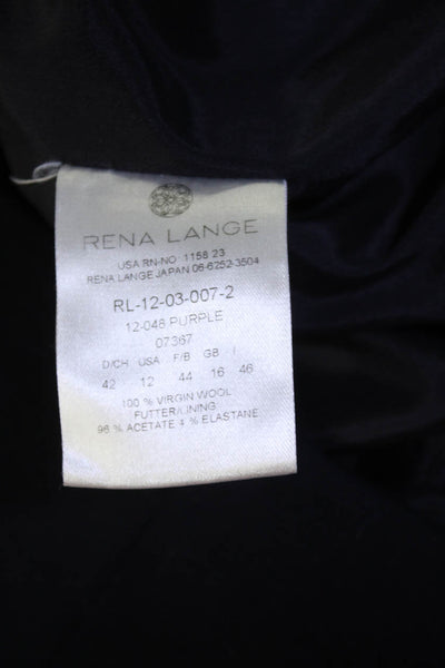 Rena Lange Womens Wool Long Sleeve Gathered Sheath Dress Navy Size 12