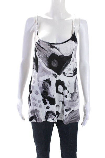 Ritchie Silver Womens Geometric Print Sleeveless Pullover Tank Top White Size L