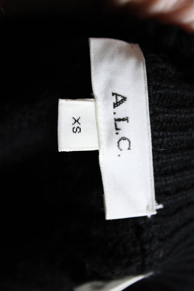 A.L.C. Womens Balloon Sleeves Crew Neck Sweater Black Wool Size Extra Small