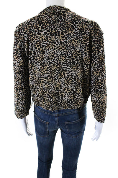Dana Buchman Womens Open Front Leopard Print Cropped Jacket Brown Size XL