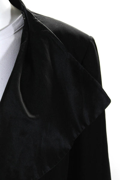 DKNY Womens Long Sleeve Single Button V Neck Blazer Jacket Black Wool Size 12