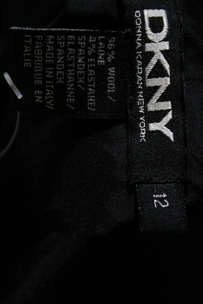 DKNY Womens Long Sleeve Single Button V Neck Blazer Jacket Black Wool Size 12