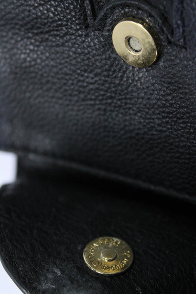 Cole Haan Womens Chainlink Strap Flap Grain Leather Mini Crossbody Handbag Black