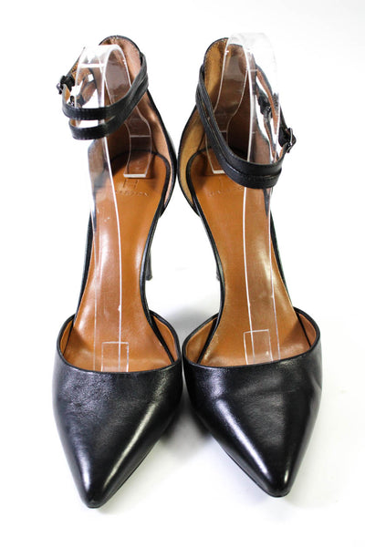 H By Halston Womens Leather Ankle Strap Moyen Pumps Black Size 8.5 Medium