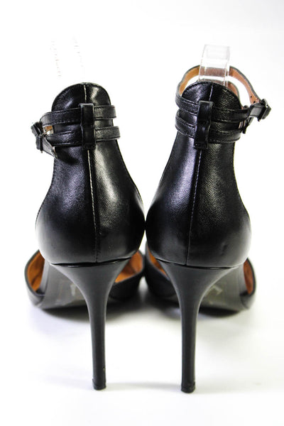 H By Halston Womens Leather Ankle Strap Moyen Pumps Black Size 8.5 Medium