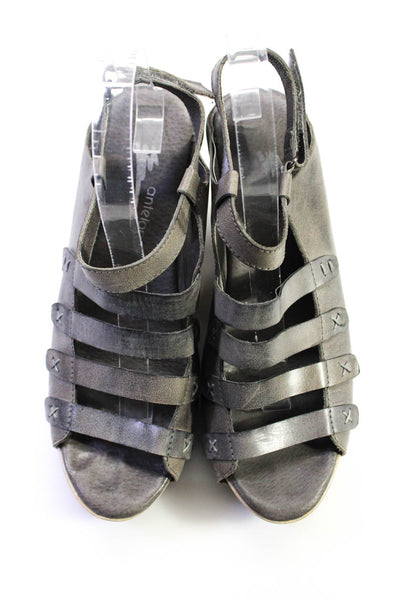 Antelope Womens Gray Open Toe Strappy Slingbacks Wedge Heels Shoes Size 10