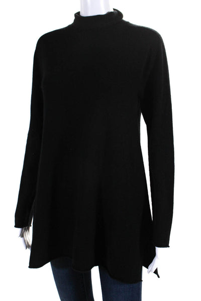 Eileen Fisher Womens Side Split Turtleneck Pullover Sweater Black Cashmere XS