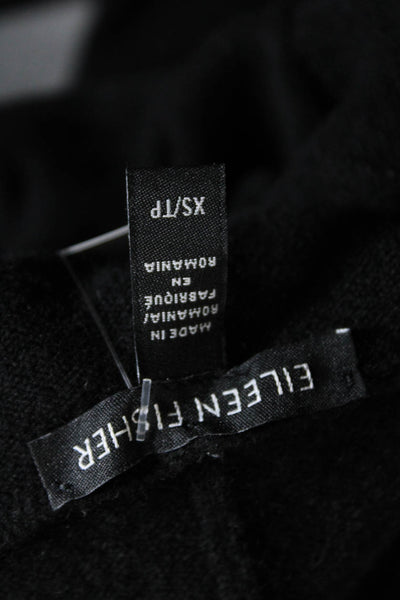Eileen Fisher Womens Side Split Turtleneck Pullover Sweater Black Cashmere XS