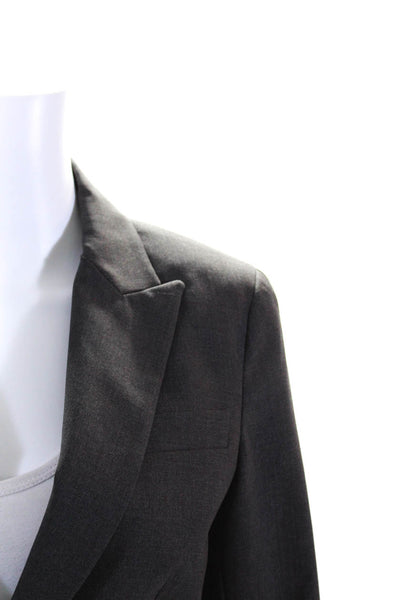 Theory Womens Single Button Pointed Lapel Blazer Jacket Gray Wool Size 6