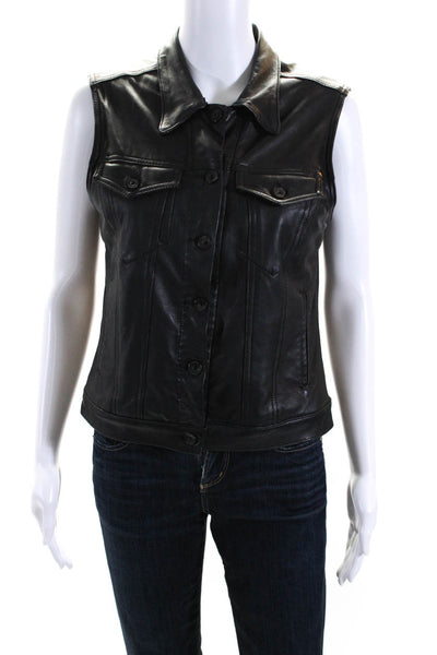 Rag & Bone Jean For Intermix Womens Button Front Leather Vest Jacket Black Small