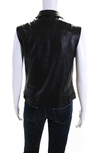 Rag & Bone Jean For Intermix Womens Button Front Leather Vest Jacket Black Small