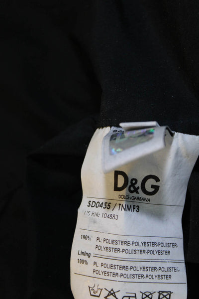 D&G Dolce & Gabbana Womens Front Zip V Neck Ruched Dress Black Size Italian 42