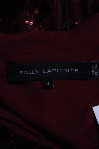 Sally LaPointe Womens Sequin Striped Snap Button Long Sleeved Jacket Red Size 4