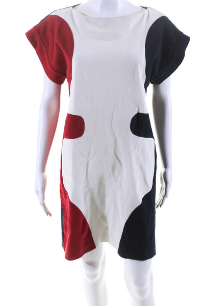 Tsumori Chisato Womens Colorblock Short Sleeved Dress Navy Blue Red White Size 3