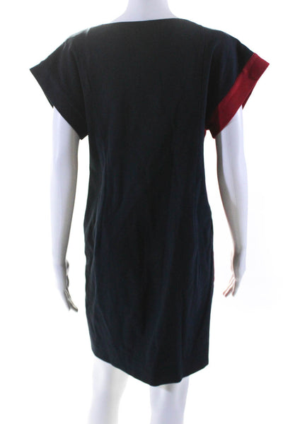 Tsumori Chisato Womens Colorblock Short Sleeved Dress Navy Blue Red White Size 3