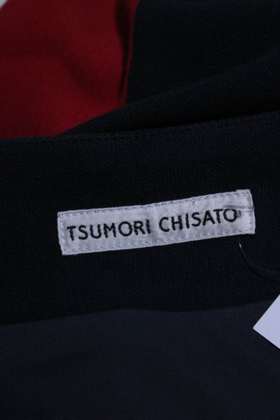 Tsumori Chisato Womens Colorblock Short Sleeved Dress Navy Blue Red White Size 3
