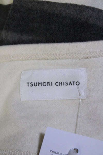 Tsumori Chisato Womens Striped Long Sleeved Shift Dress Beige Gray Green Size 3