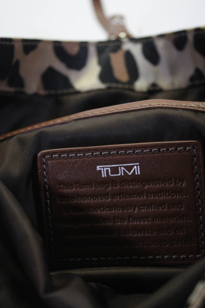 Tumi Women's Snap Closure Leather Trim Animal Print Clutch Handbag Size M