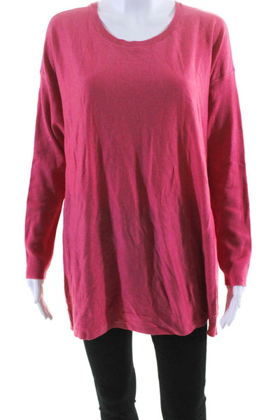 Eileen Fisher Women's Round Neck Long Sleeves Pullover Sweater Pink Size 1X