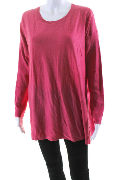 Eileen Fisher Women's Round Neck Long Sleeves Pullover Sweater Pink Size 1X