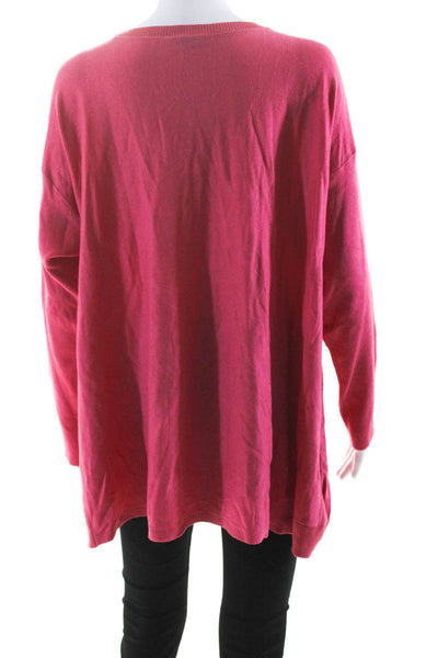 Eileen Fisher Women's Round Neck Long Sleeves Pullover Sweater Pink Size 1X