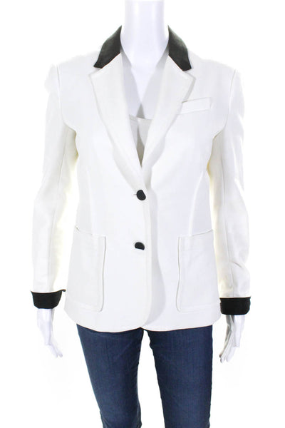 ATM Womens Colorblock Collared Buttoned Darted Long Sleeve Blazer White Size M