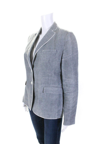 Curling Collection Womens Linen Buttoned Striped Darted Blazer Gray Size EUR36