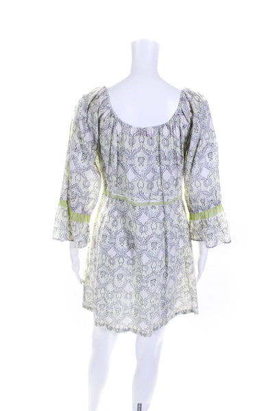 Lolita Loca St. Barth Womens Cotton Abstract Print Shift Dress Green Size S