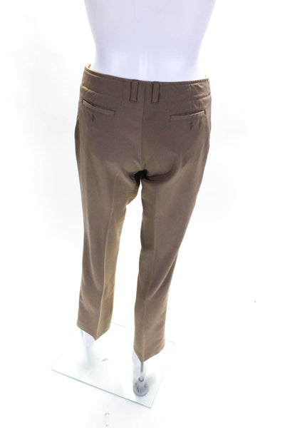 Prada Womens Mid Rise Flat Front Straight Leg Trouser Pants Beige Size 38