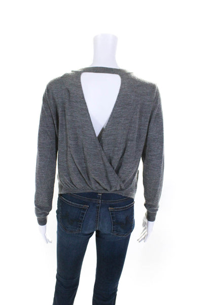 3.1 Phillip Lim Womens Merino Wool Long Sleeve Open Back Knit Top Gray Size XS