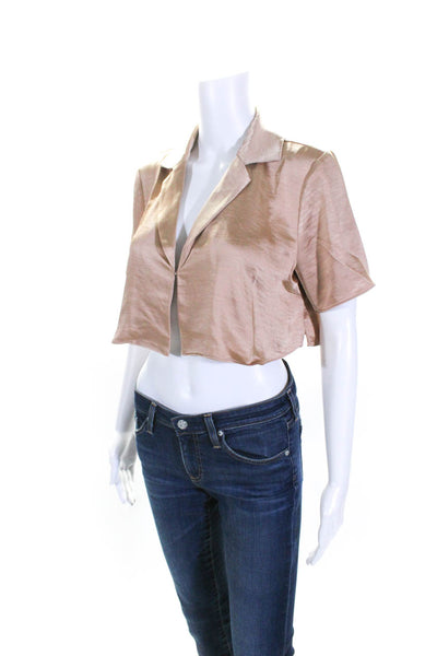 L'Academie Womens Rust Satin Collar Open Front Short Sleeve Bolero Jacket SizeS