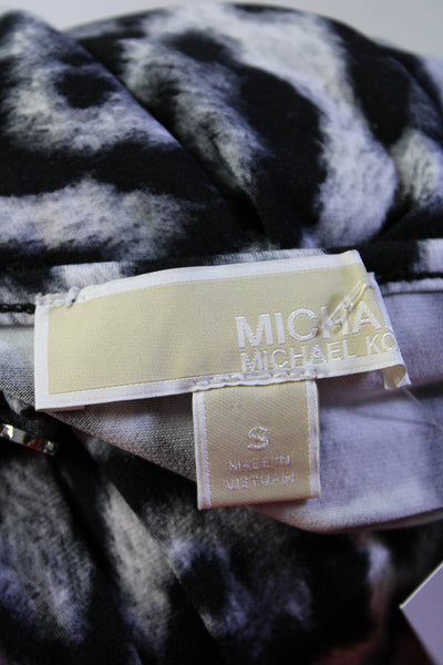 Michael Michael Kors Womens Jaguar Print Batwing Short Sleeve Blouse Gray Size S
