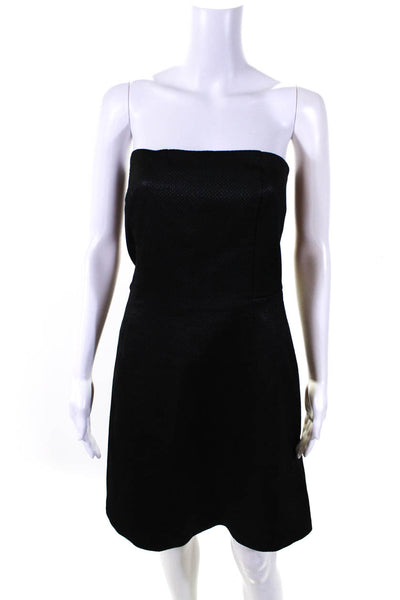 Max Mara Womens Metallic Strapless Square Neck Fit & Flare Dress Black Size 10