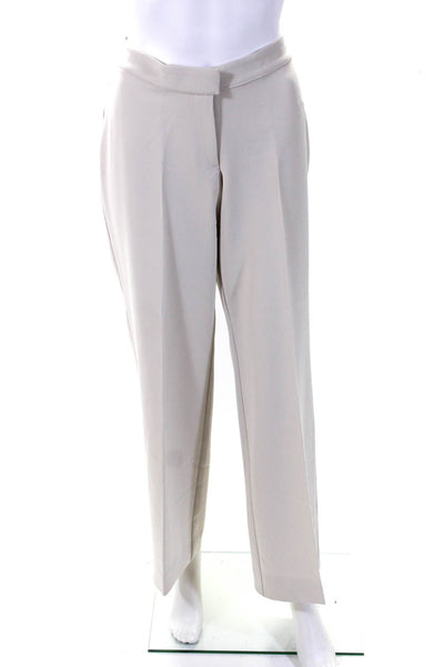 St. John Collection Womens Pleated Front Straight Leg Trousers Ivory Size 8